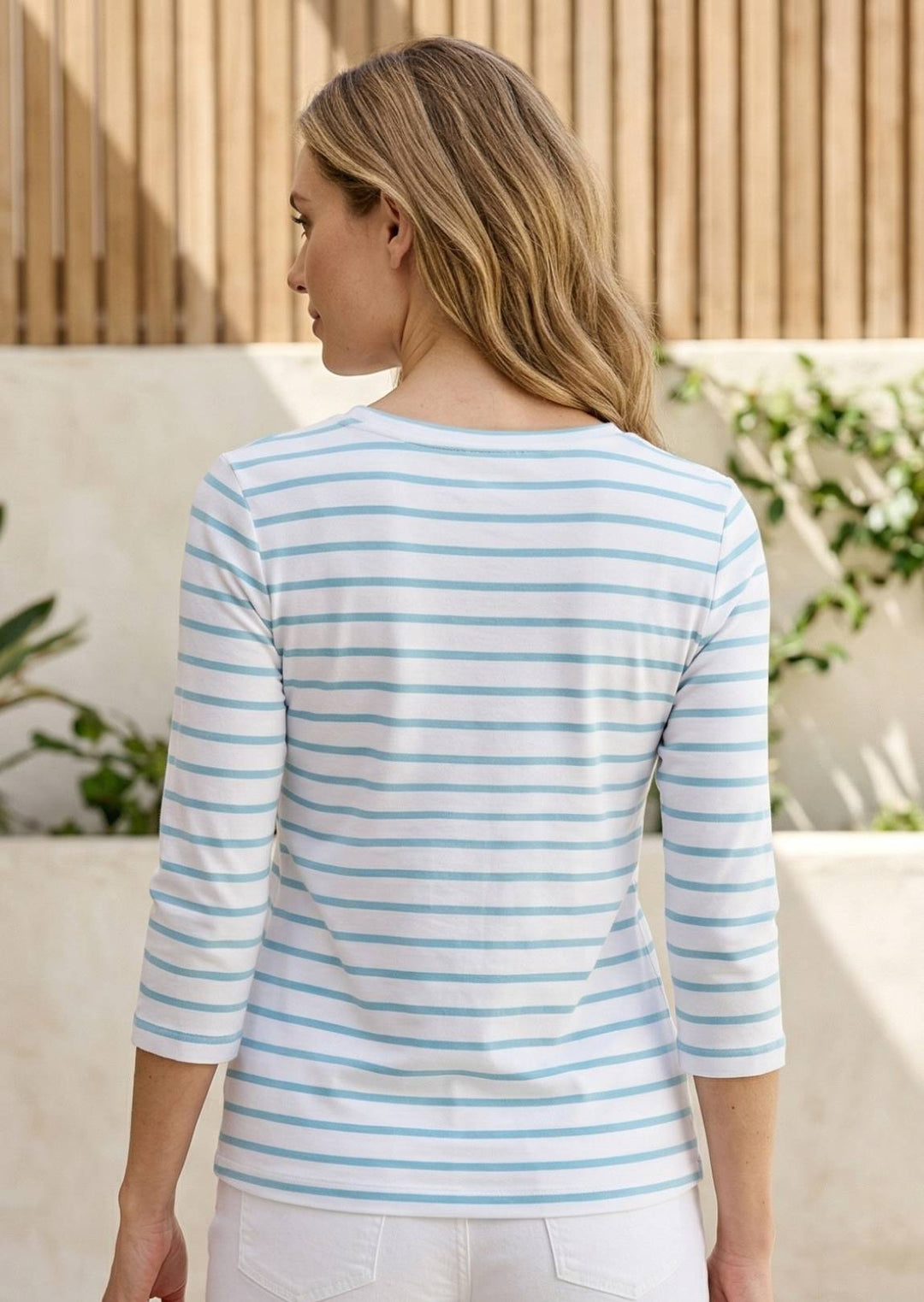 ZF035R Telma 3/4 Sleeve Pima Cotton Striped Tee