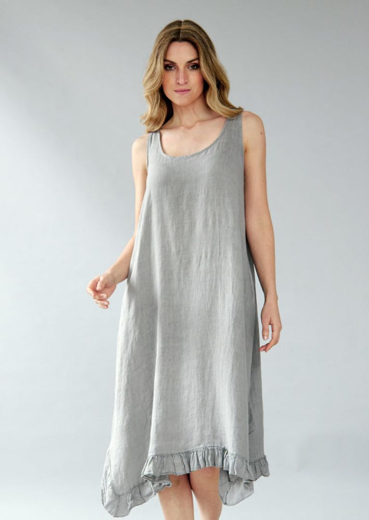 B0138 Icia Scoop Neck Linen Dress