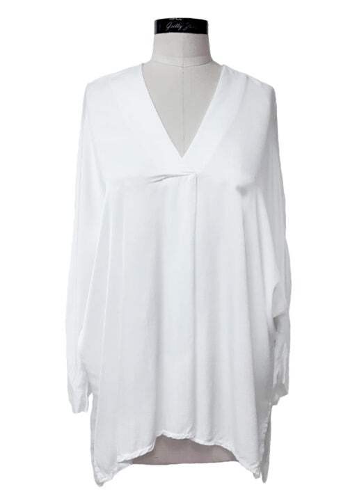 P191608 Destiny Satin V-neck Kimono Tunic