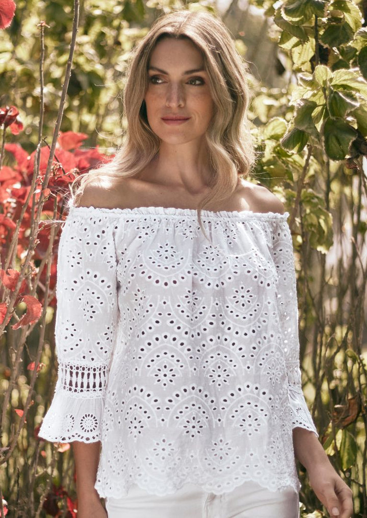 N8932 Helga Eyelet Cotton Top