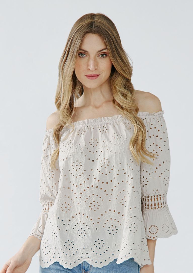 N8932 Helga Eyelet Cotton Top