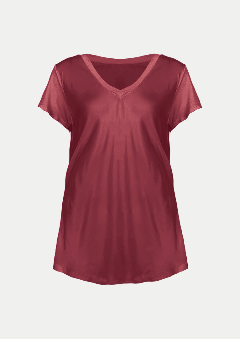 P17738 Aysha V-neck Short Sleeve Satin Top