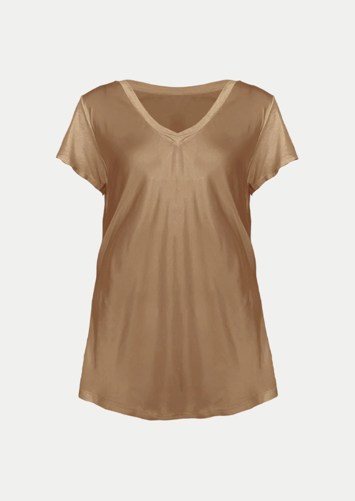 P17738 Aysha V-neck Short Sleeve Satin Top