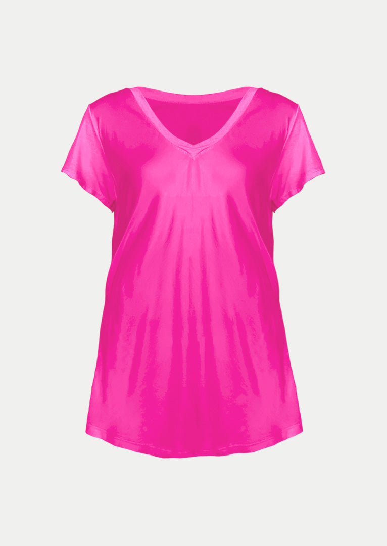 P17738 Aysha V-neck Short Sleeve Satin Top