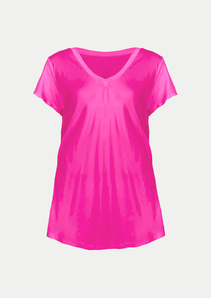 P17738 Aysha V-neck Short Sleeve Satin Top