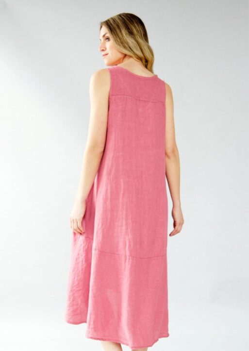 SA1458M Paula Sleeveless V-neck Linen Dress