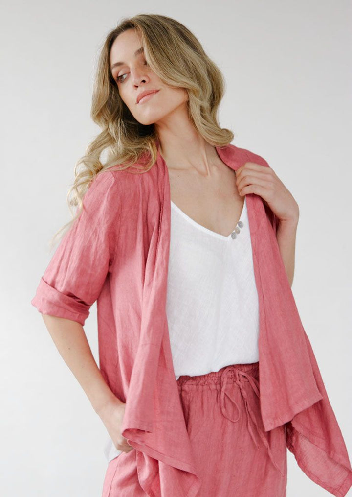 SA1770 Eines Long Sleeve Linen Cardigan