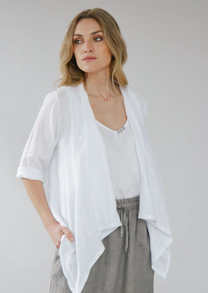 SA1770 Eines Long Sleeve Linen Cardigan