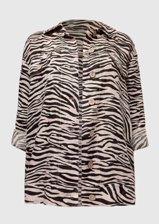 SA2640T Astrid Animal Print Linen Jacket