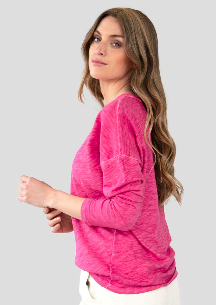 TP-089 Adoria Boat Neck Long Sleeve Slub Cotton Top