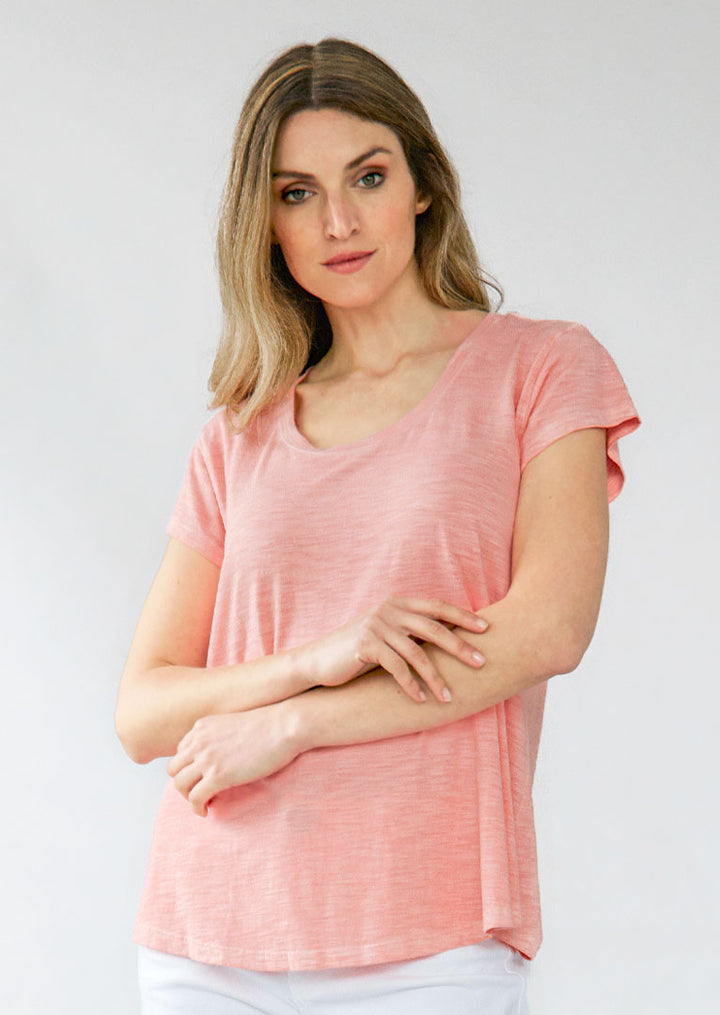 TP-307 Daliane Crew Neck Short Sleeve Cotton Top