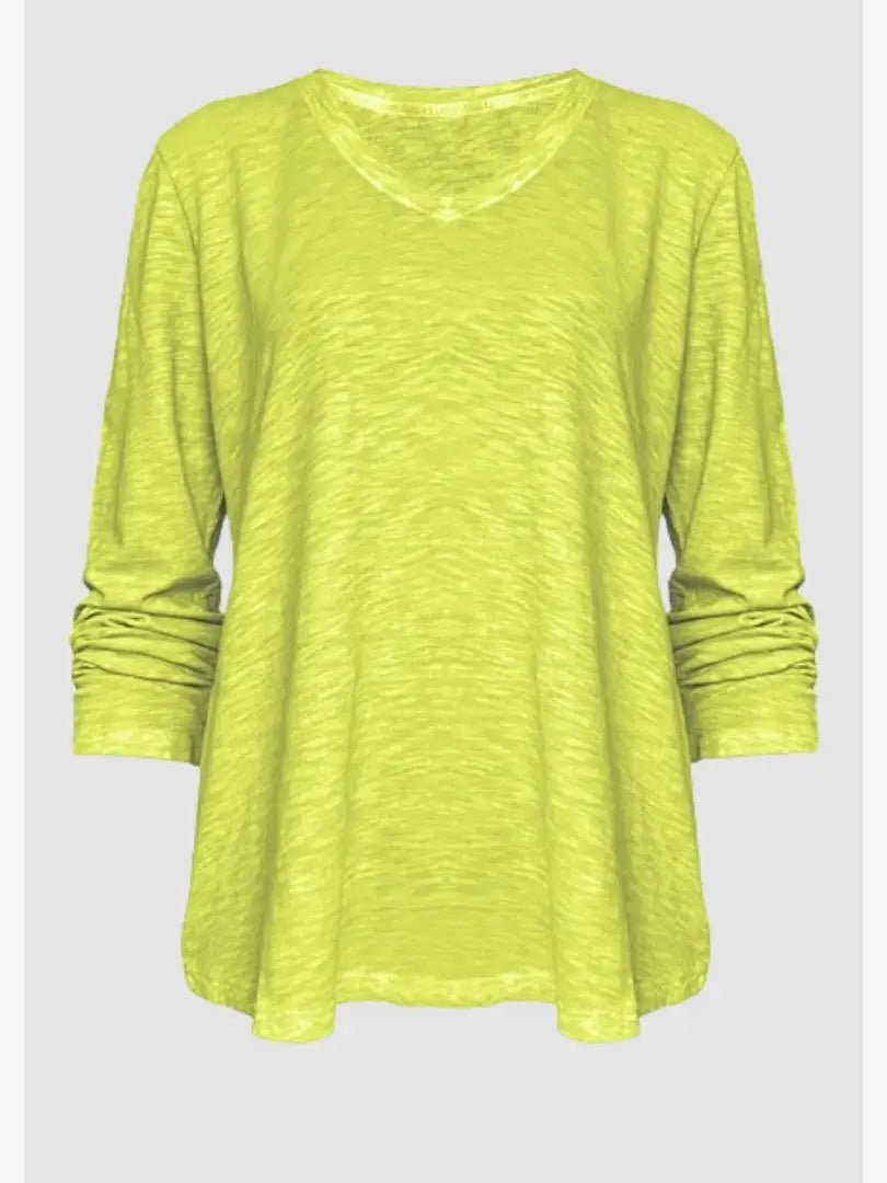 TP-312 Remi V-neck Long Sleeve Slub Cotton Top