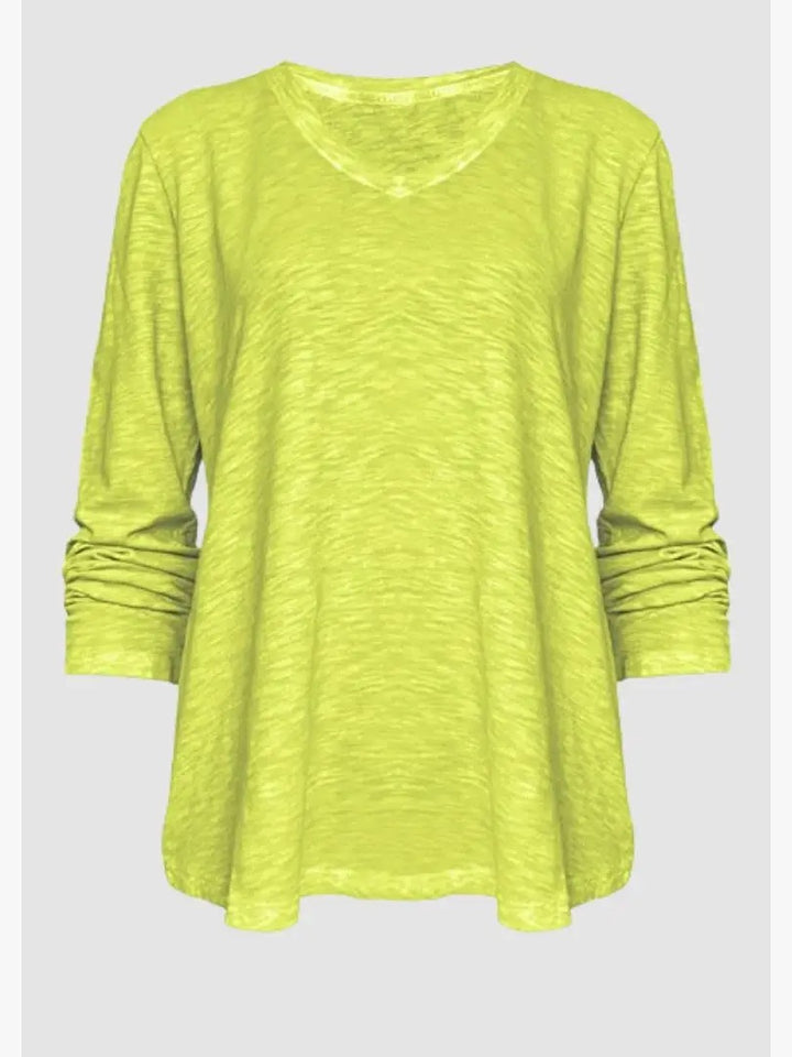 TP-312 Remi V-neck Long Sleeve Slub Cotton Top
