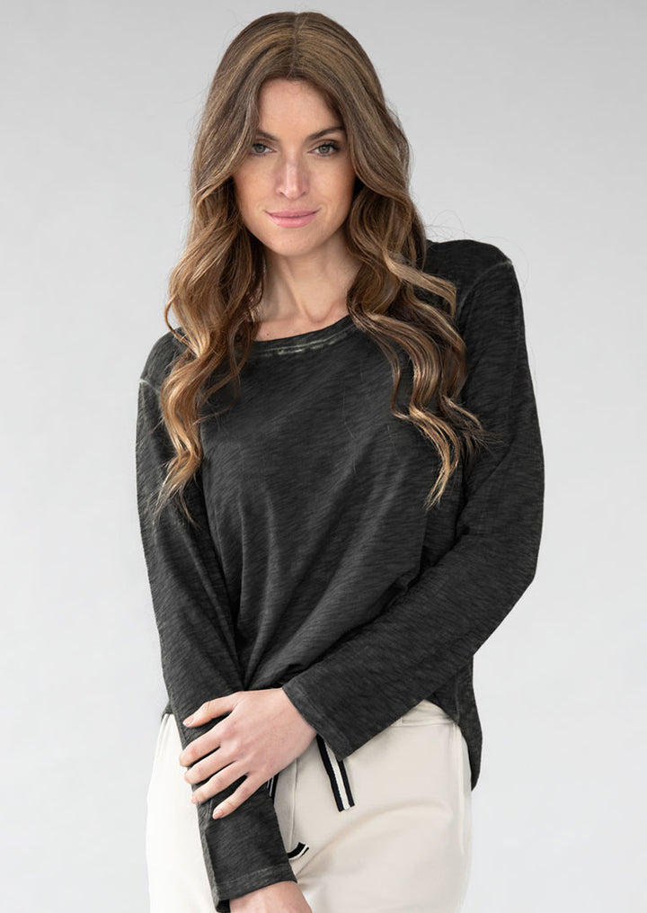 TP-313 Delia Long Sleeve Slub Cotton Top