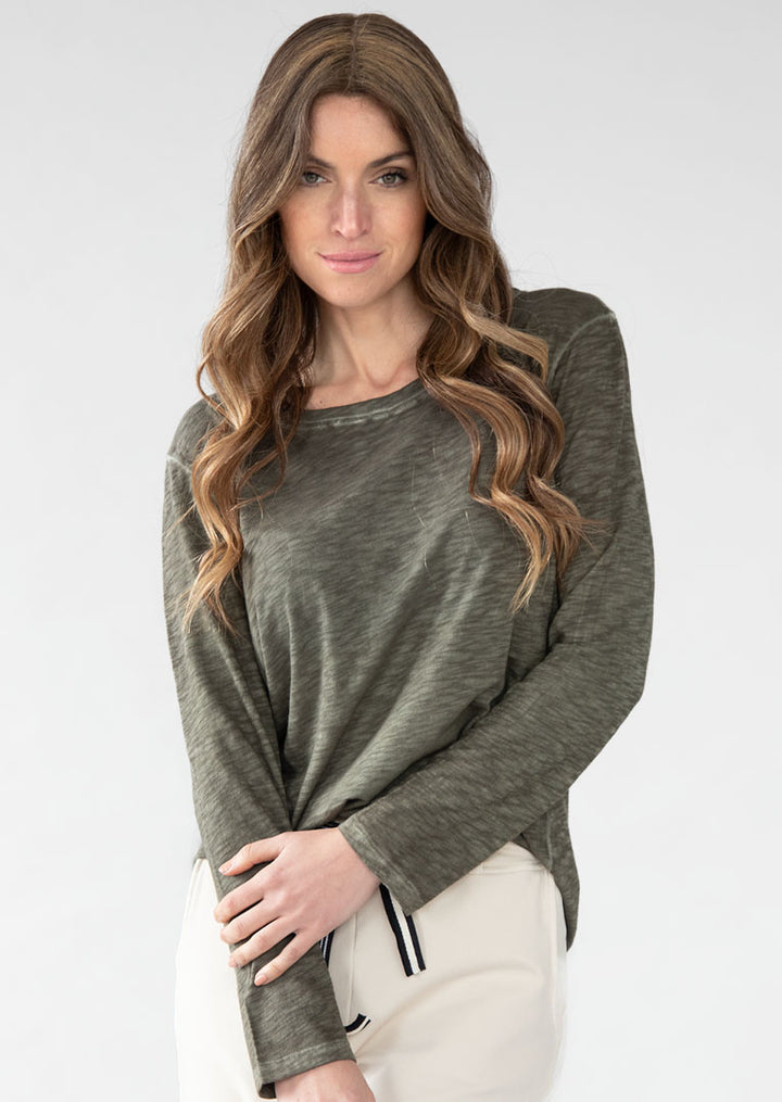 TP-313 Delia Long Sleeve Slub Cotton Top