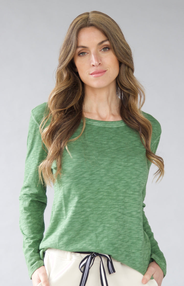 TP-313 Delia Long Sleeve Slub Cotton Top