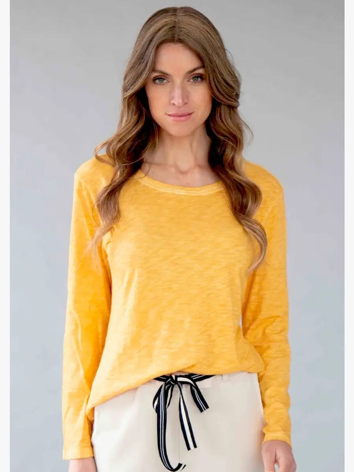 TP-313 Delia Long Sleeve Slub Cotton Top