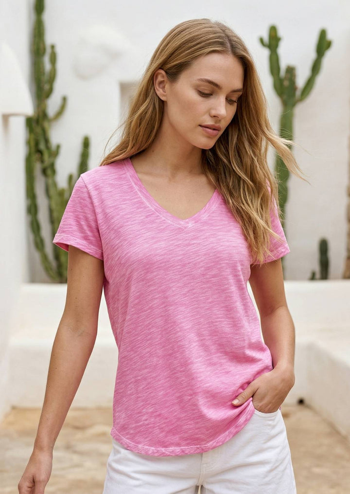 TP-314 Louisa V-Neck Slub Cotton Tee