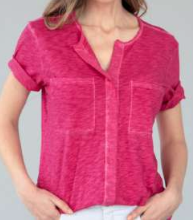 TP-322 Charlotte Split-Neck Slub Cotton Tee
