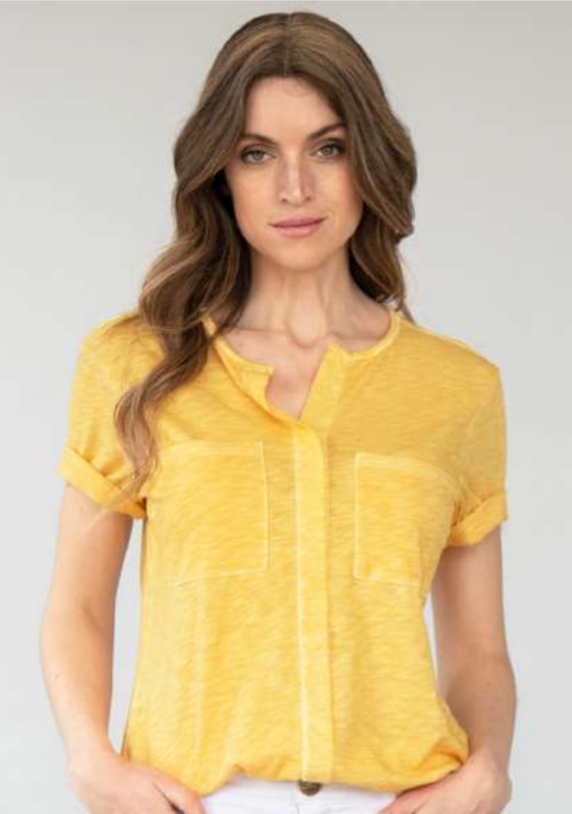 TP-322 Charlotte Split-Neck Slub Cotton Tee