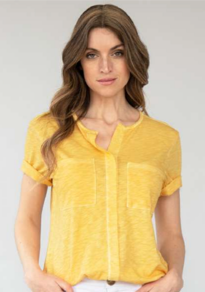 TP-322 Charlotte Split-Neck Slub Cotton Tee