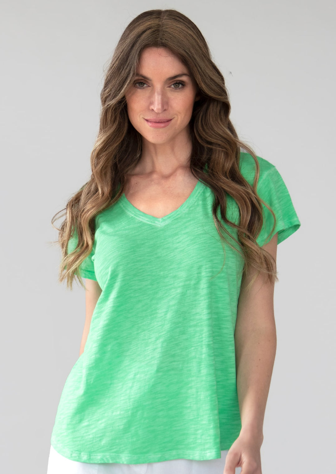 TP-314 Louisa V-Neck Slub Cotton T-Shirt
