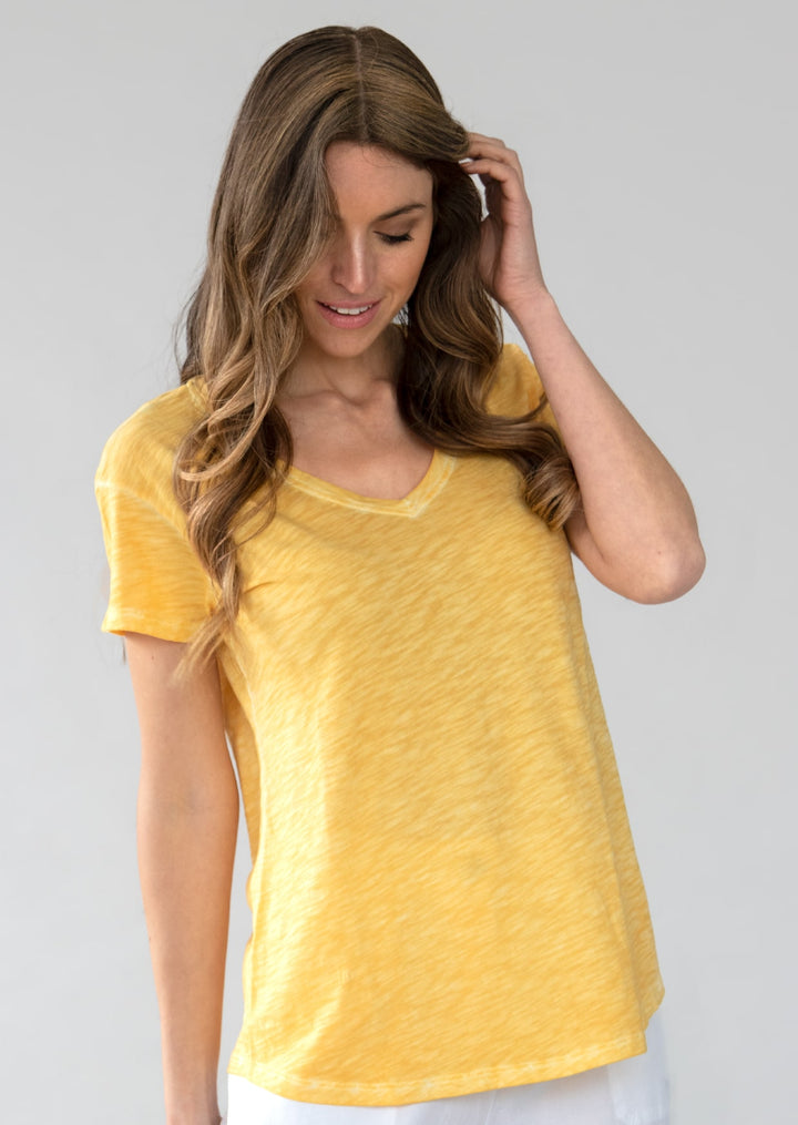 TP-314 Louisa V-Neck Slub Cotton T-Shirt