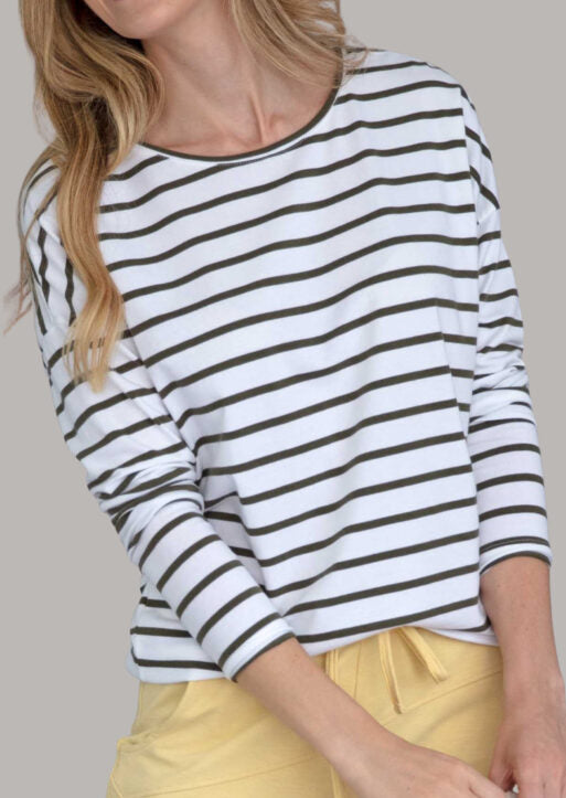 ZF006 Tammy Long Sleeve Striped Cotton Top