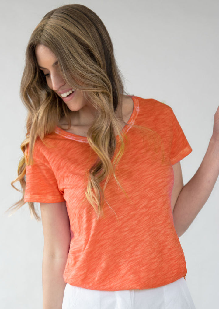 TP-314 Louisa V-Neck Slub Cotton T-Shirt