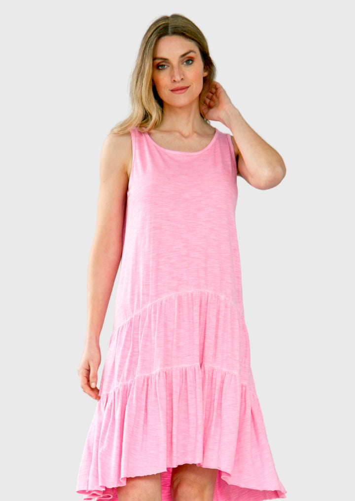 TP-302 Anita Sleeveless Ruffle Hem Cotton Dress