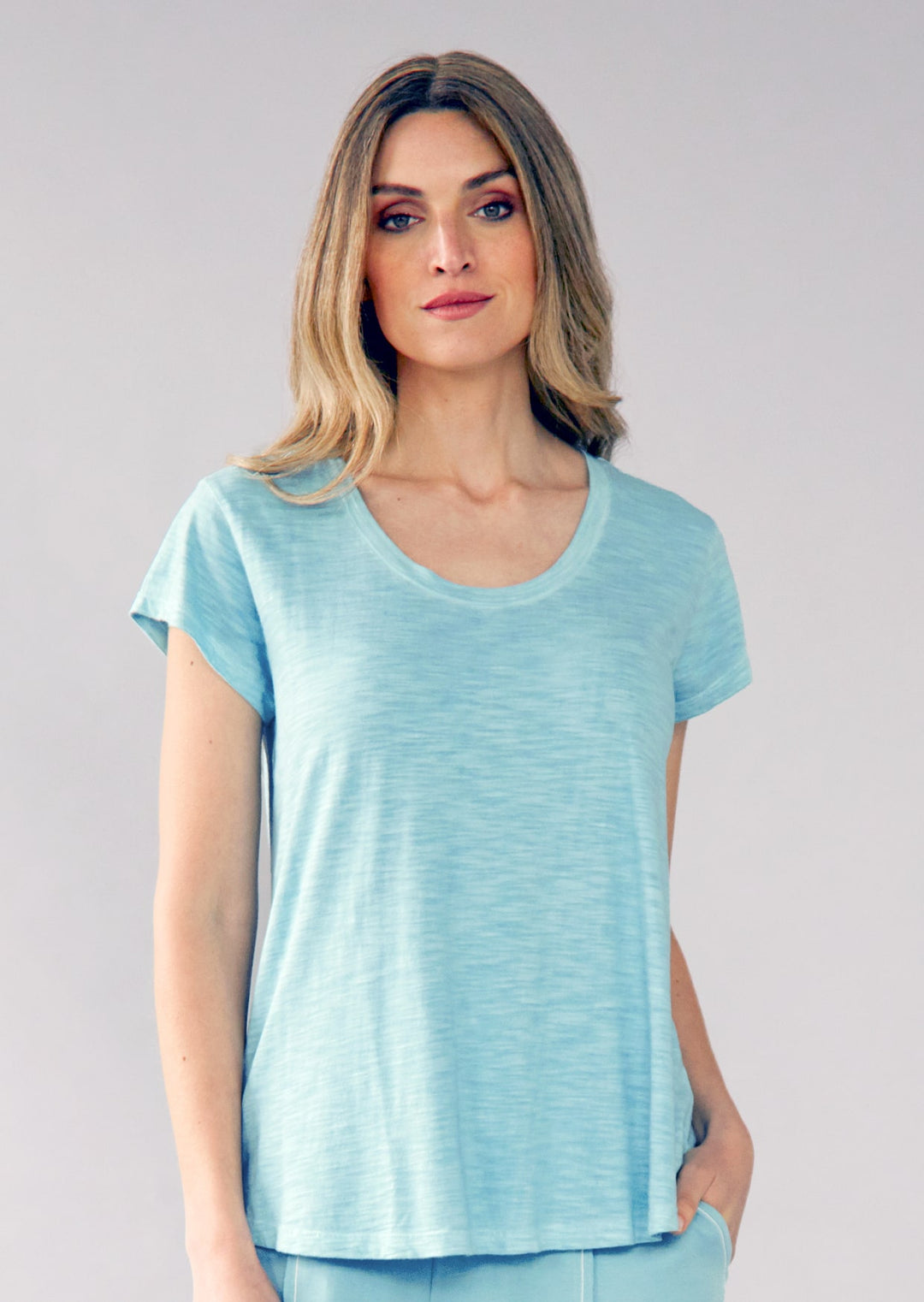 TP-307 Daliane Crew Neck Short Sleeve Cotton Top