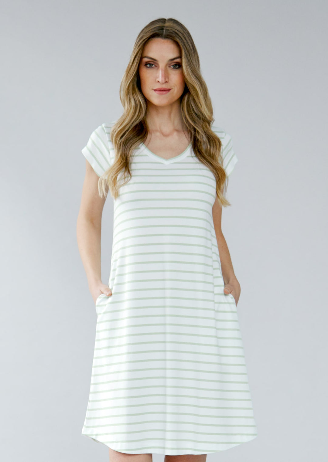 ZF070 Adega Pima Cotton Striped Dress