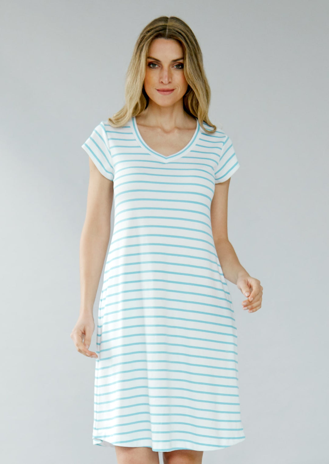 ZF070 Adega Pima Cotton Striped Dress