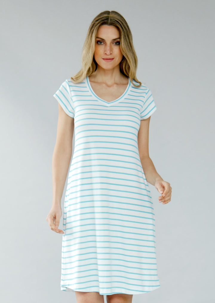 ZF070 Adega Pima Cotton Striped Dress