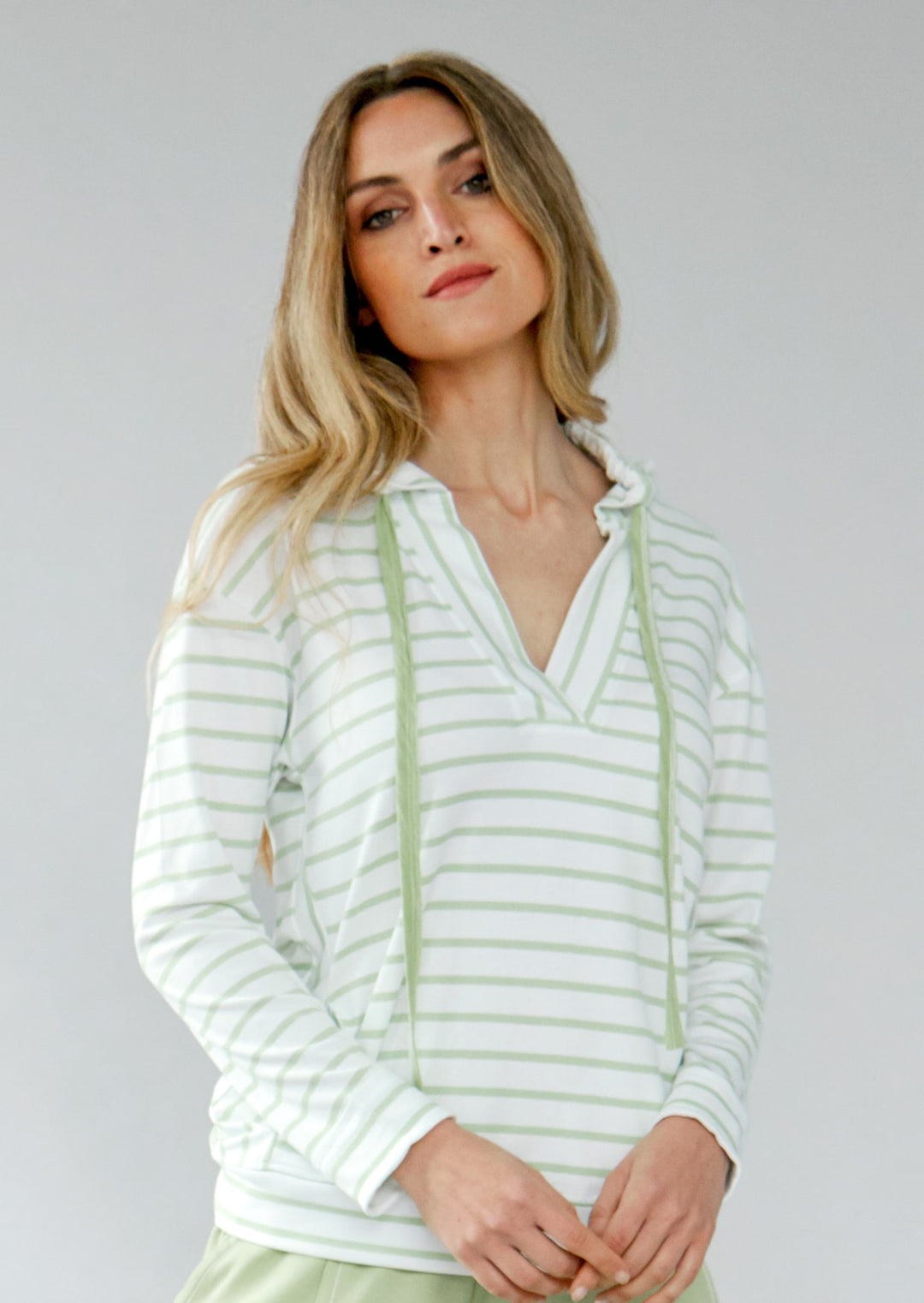 ZF071 Luscia Pima Cotton Striped Hoodie
