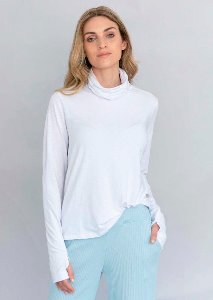 ZF031 Siena Turtleneck Long-Sleeve Slub Cotton Top