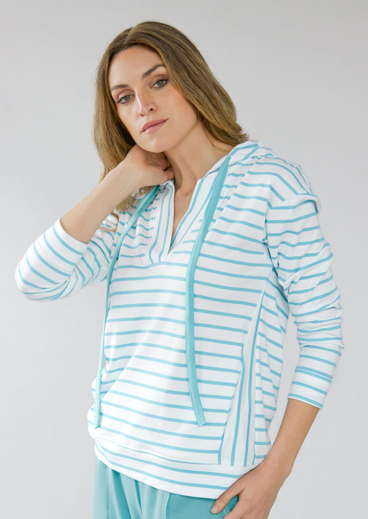 ZF071 Luscia Pima Cotton Striped Hoodie