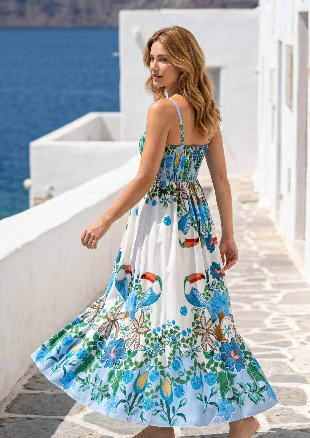 ZF110-10B Grace Printed Cotton Maxi Dress