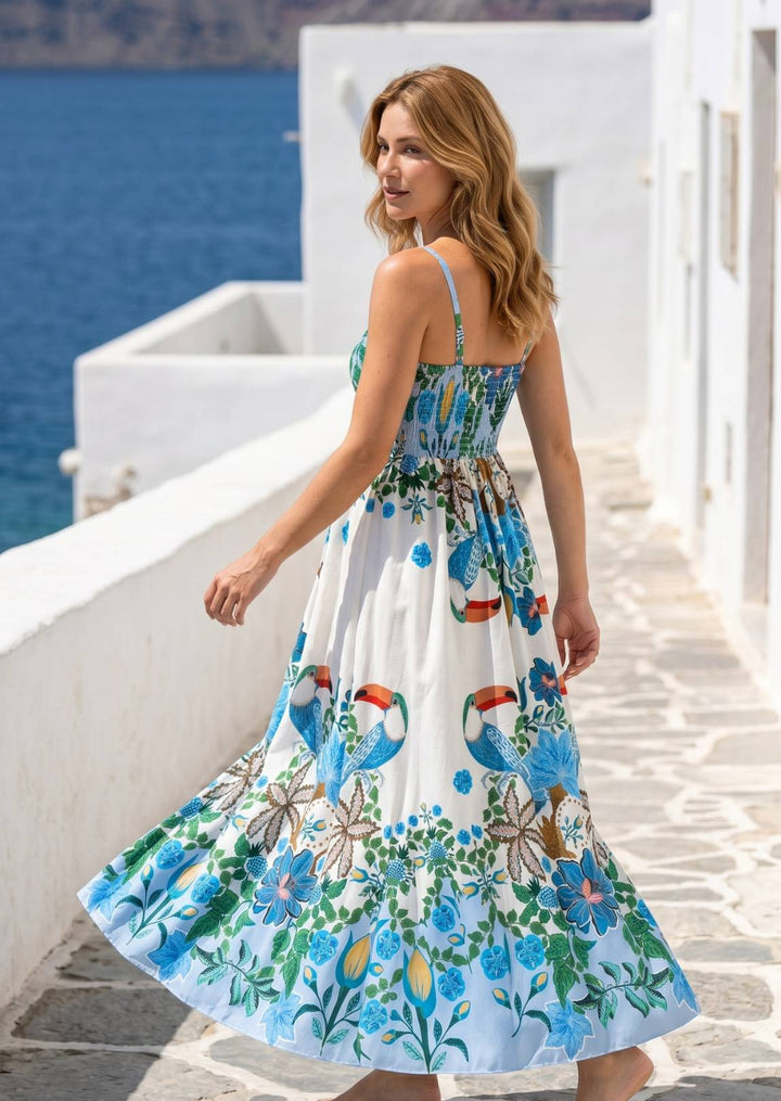 ZF110-10B Grace Printed Cotton Maxi Dress