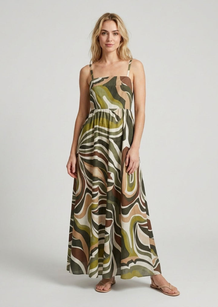 ZF110-26 Bronte Printed Cotton Maxi Dress