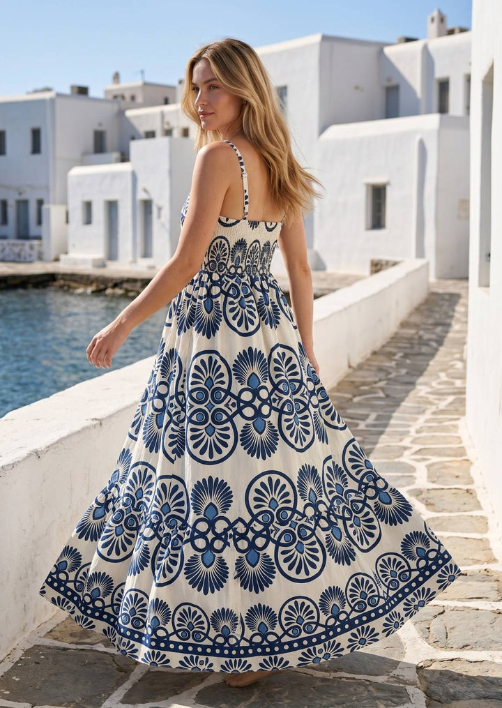 ZF110 Grecia Printed Cotton Maxi Dress