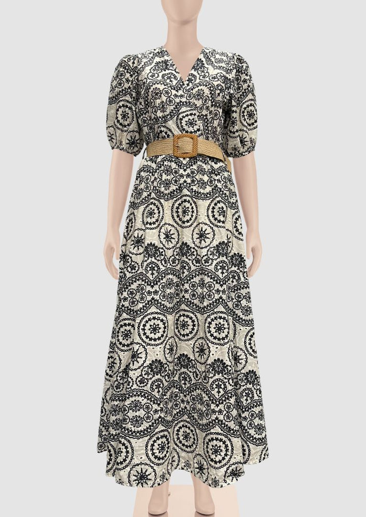 ZF116 Victoria Eyelet-Embroidered Printed Cotton Dress