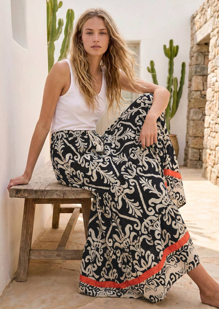 ZF123 Fionna Printed Cotton Maxi Skirt