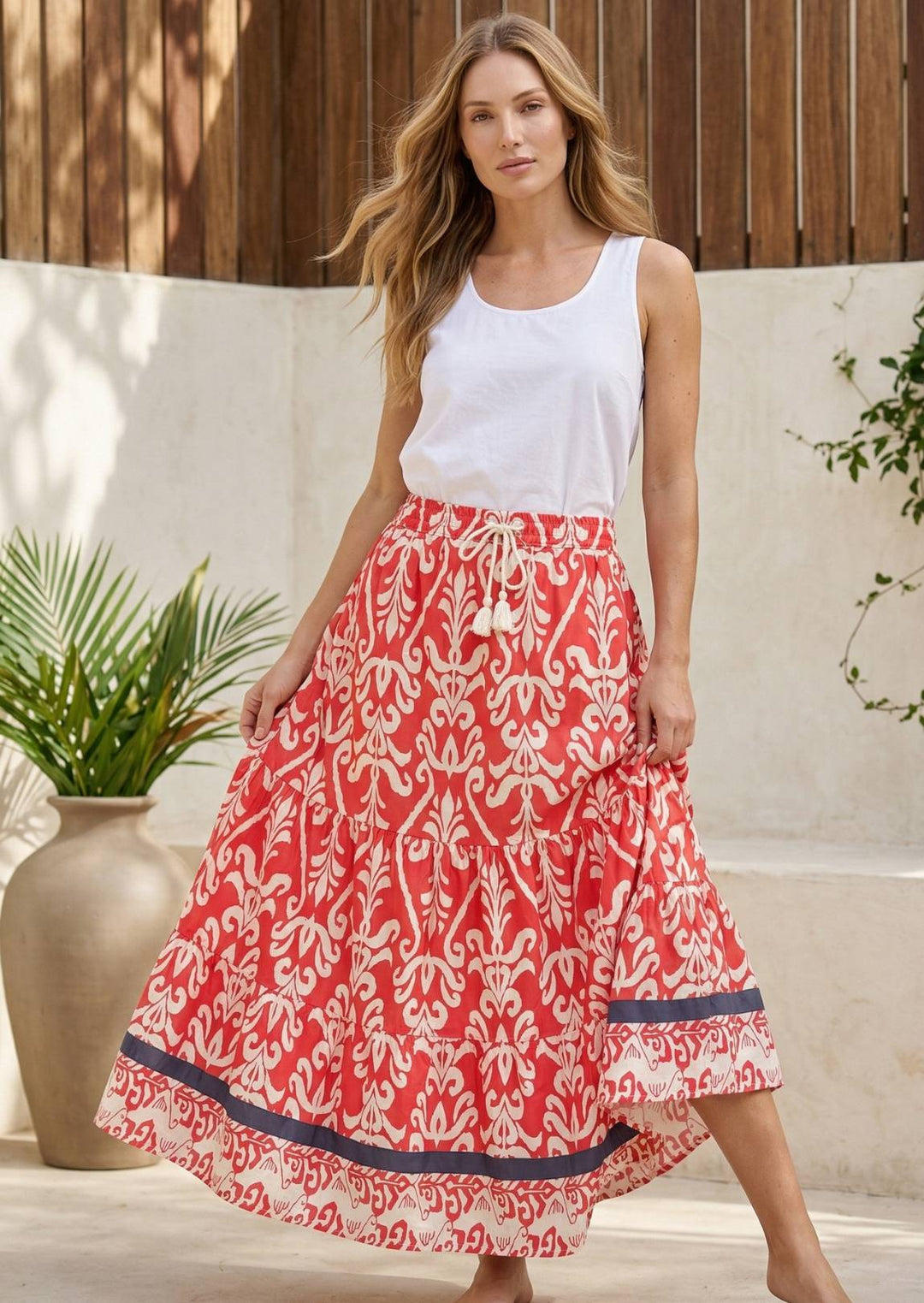 ZF123 Fionna Printed Cotton Maxi Skirt