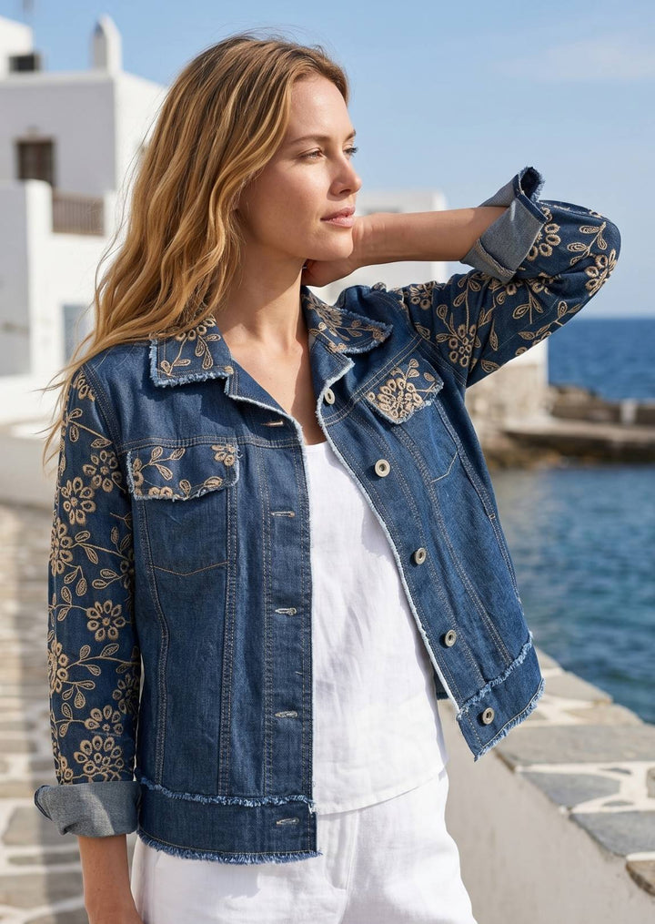 ZF158 Sienna Embroidered Raw Denim Jacket