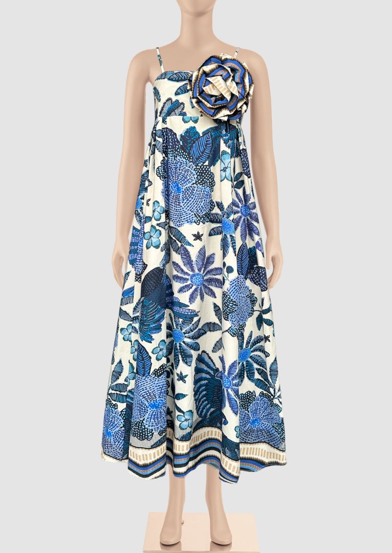 ZF202 Grace Spagetthi Strap Printed Cotton Maxi Dress