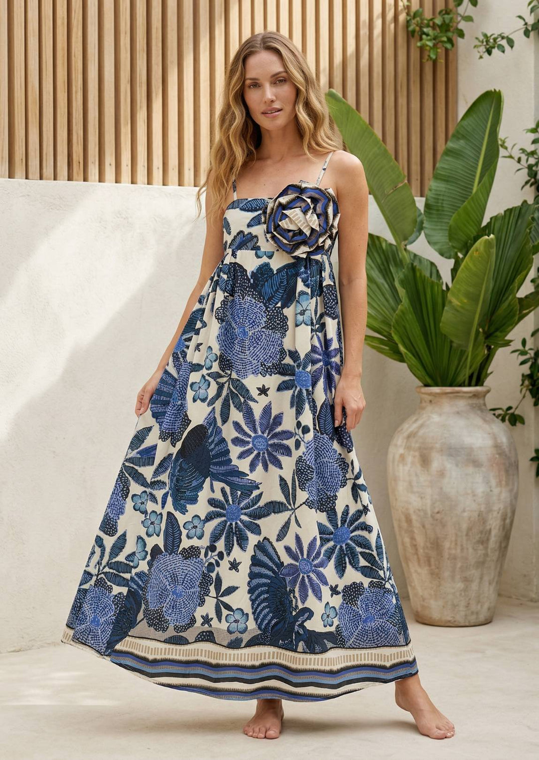 ZF202 Grace Printed Cotton Maxi Dress