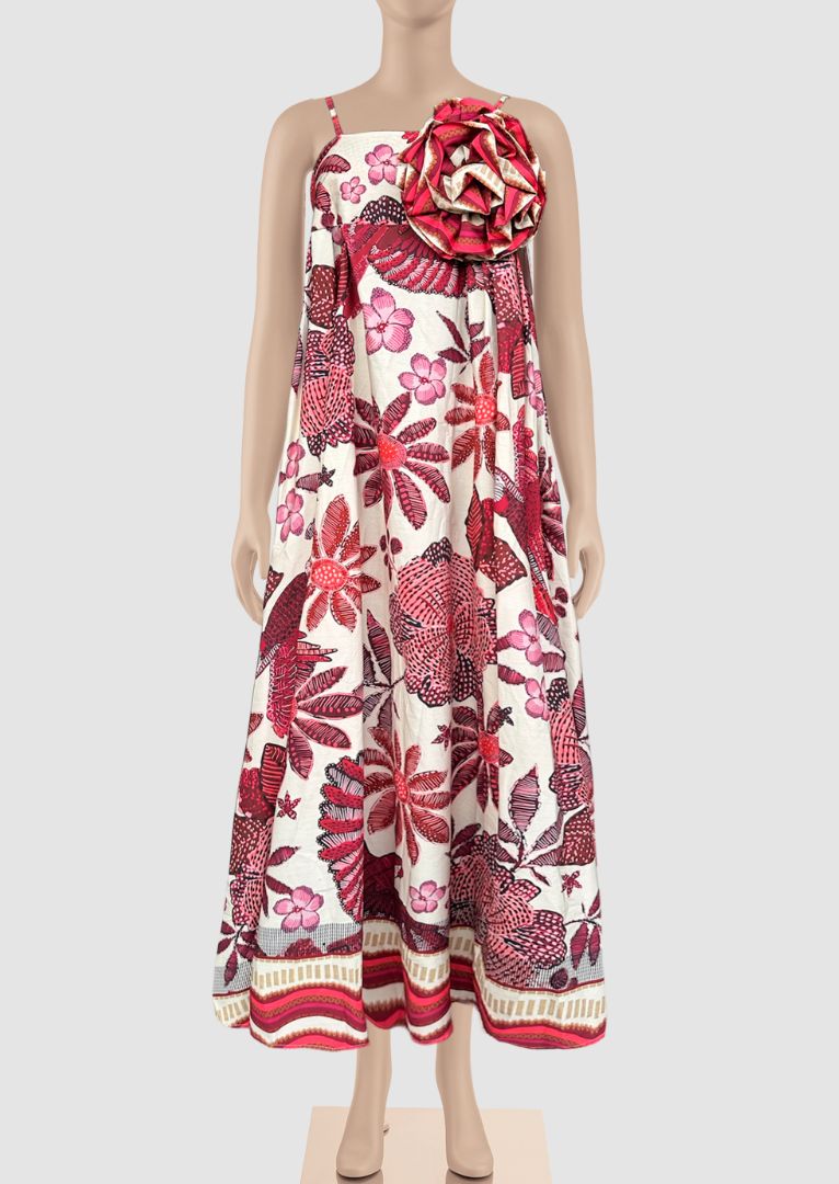 ZF202 Grace Spagetthi Strap Printed Cotton Maxi Dress
