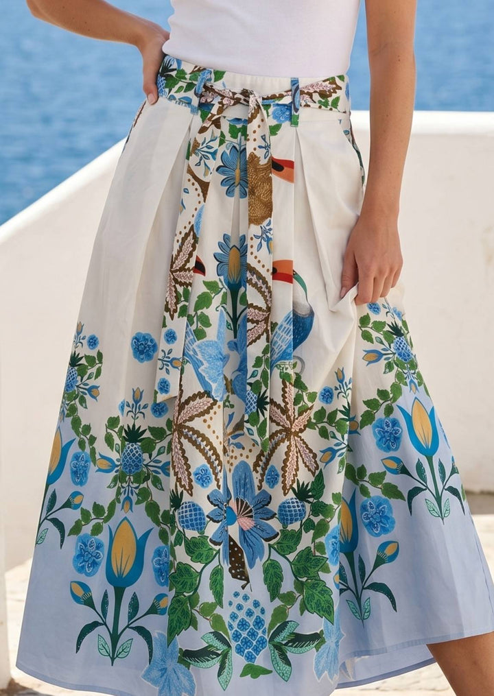 ZF239-10B Emma Printed Cotton Maxi Skirt