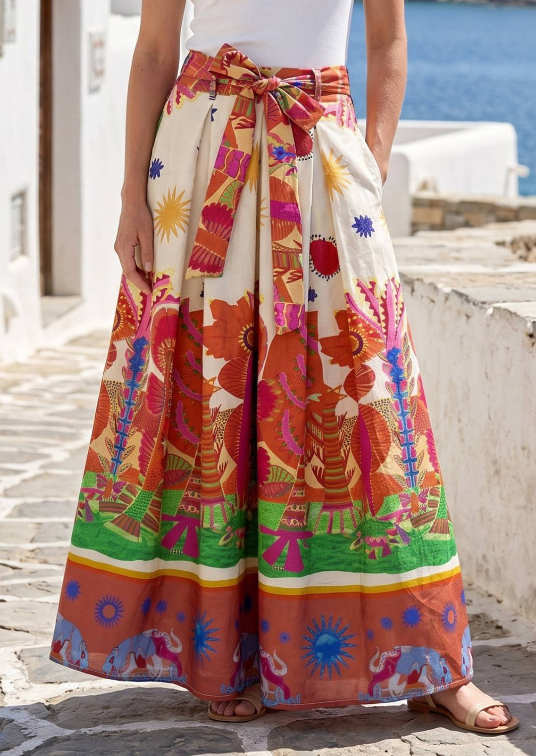 ZF239 Fer Printed Cotton Maxi Skirt